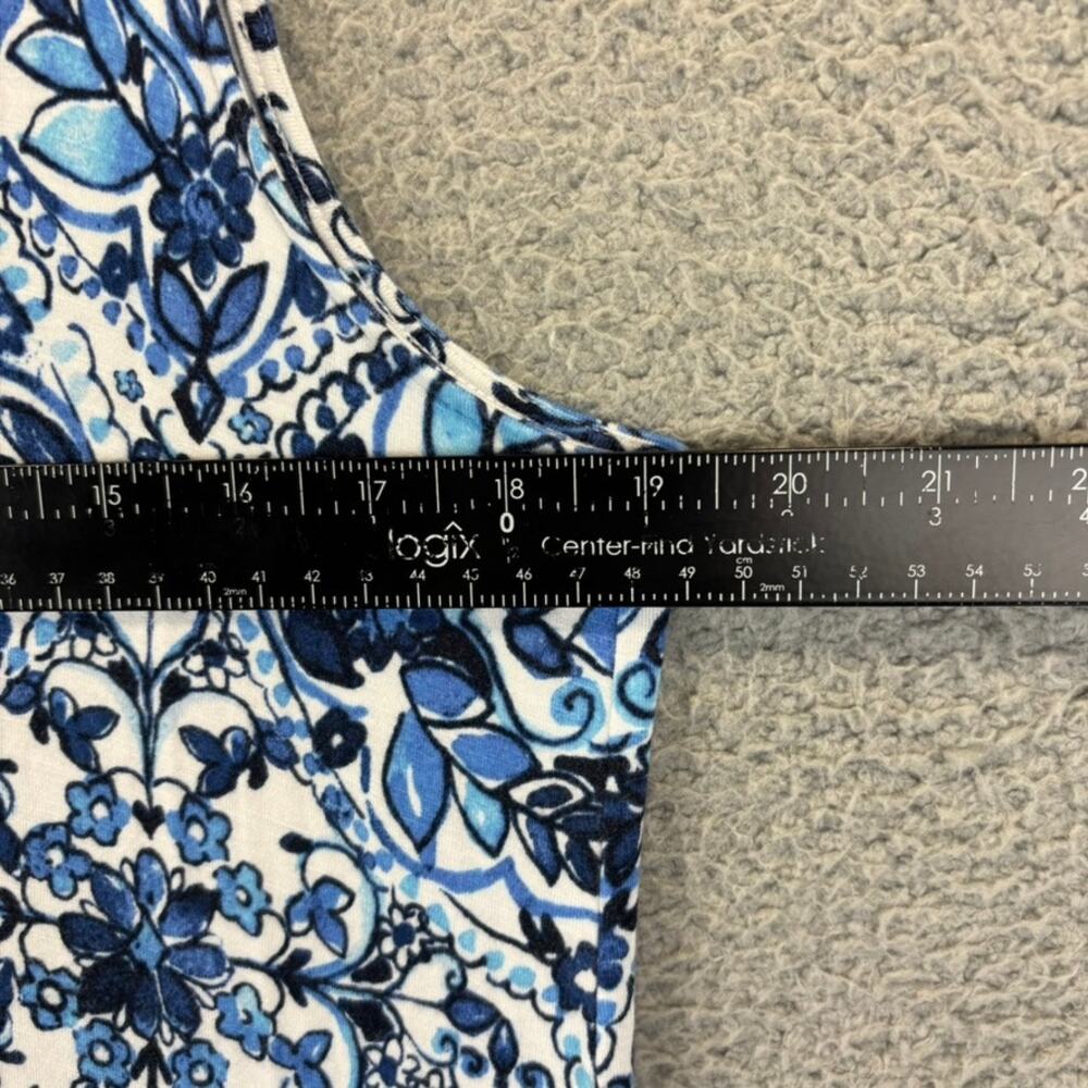 J Jill Dress Medium Beach Coastal Jersey Knit Midi Tile Print Stretch Comfort - Picture 8 of 13